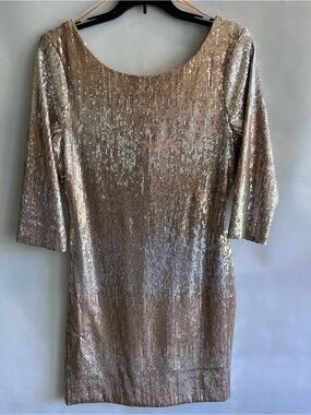 Gold Sequined Mini Dress Party Dress